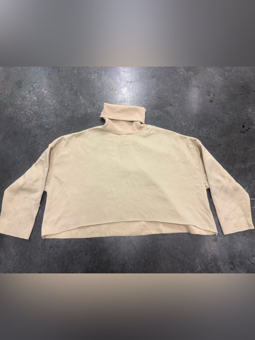 AKIRA Colorblock Turtleneck Cropped Sweater Orange Olive Green Large